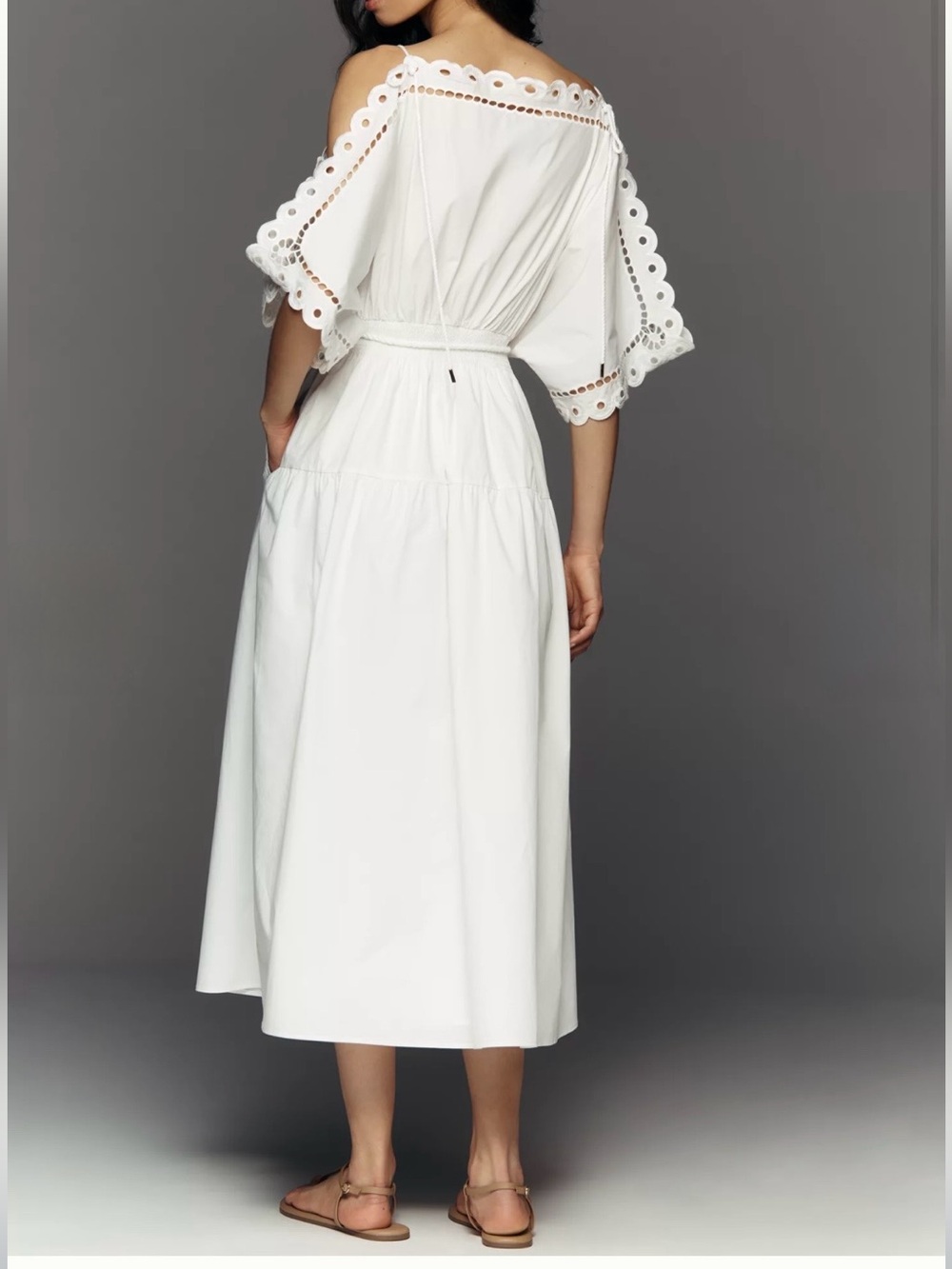 MARE MARE COLD-SHOULDER EYELET MIDI DRESS - Picture 4 of 4